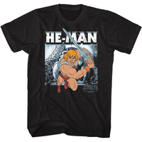 Thumbnail for MASTERS OF THE UNIVERSE-MOTU HE MAN CHARGING-BLACK ADULT S/S TSHIRT