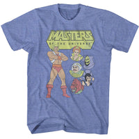 Thumbnail for MASTERS OF THE UNIVERSE-MOTU CHARACTER CIRCLES-LIGHT BLUE HEATHER ADULT S/S TSHIRT