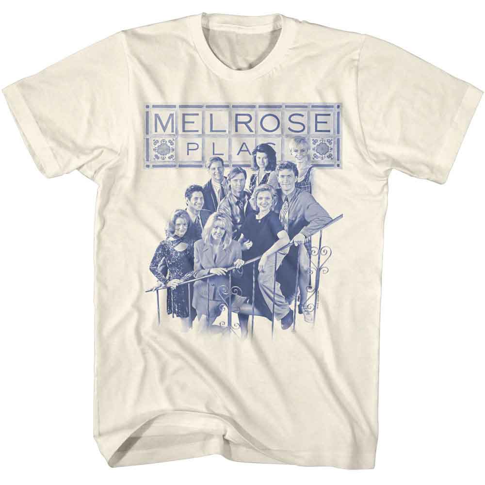MELROSE PLACE-MELROSE PLACE GROUP SHOT AND TILES-NATURAL ADULT S/S TSHIRT
