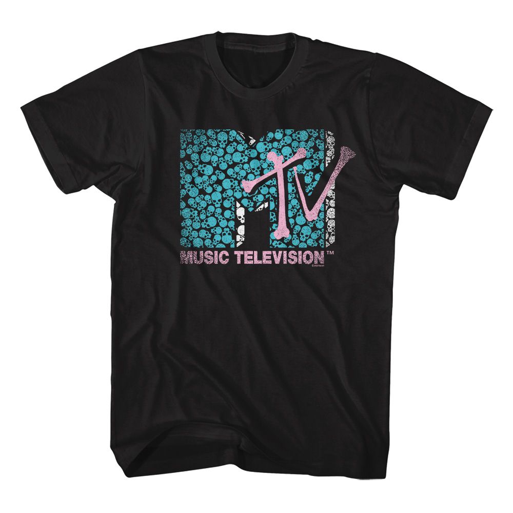 MTV-MTV SKULLS AND BONES-BLACK ADULT S/S TSHIRT