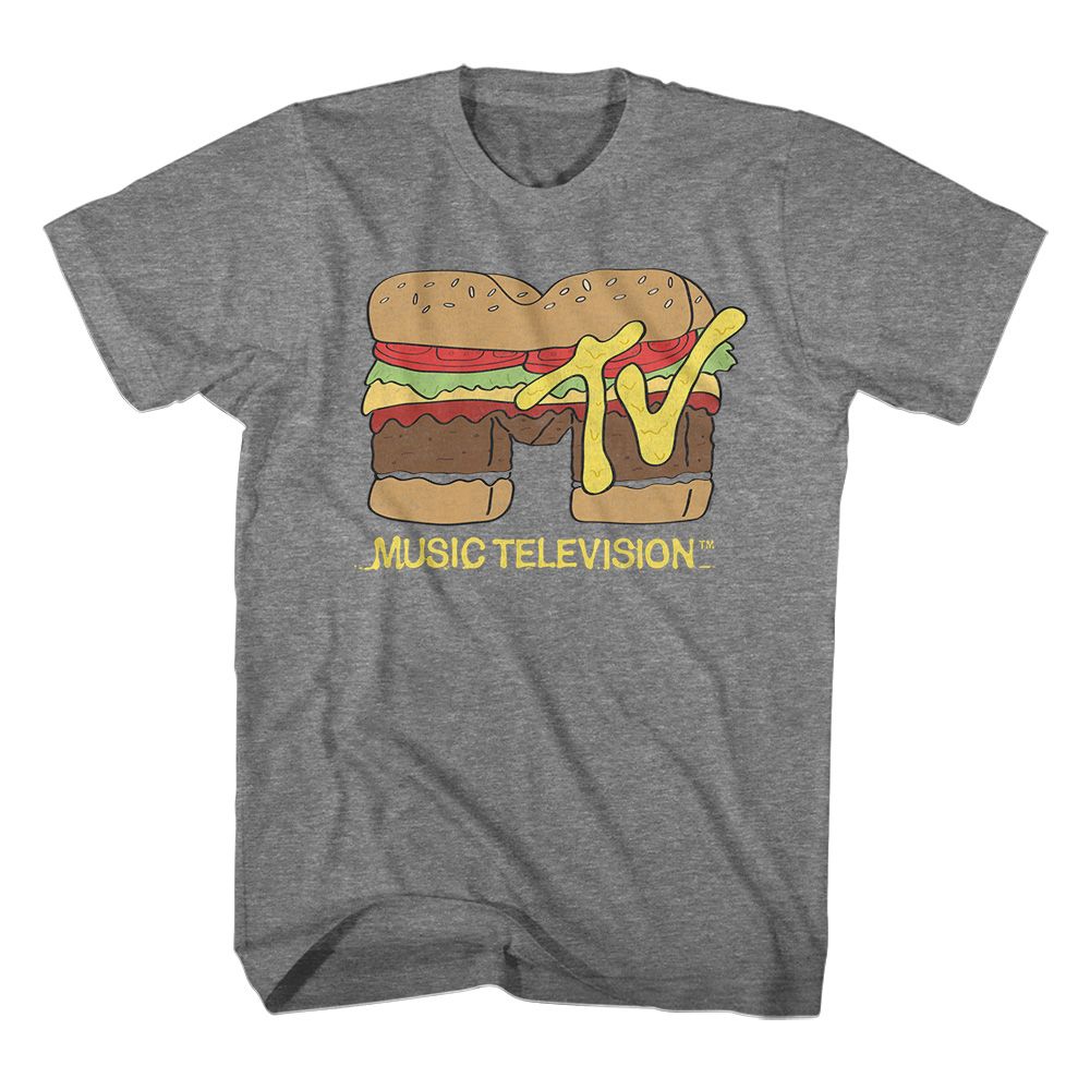 MTV-MTV BURGER-GRAPHITE HEATHER ADULT S/S TSHIRT