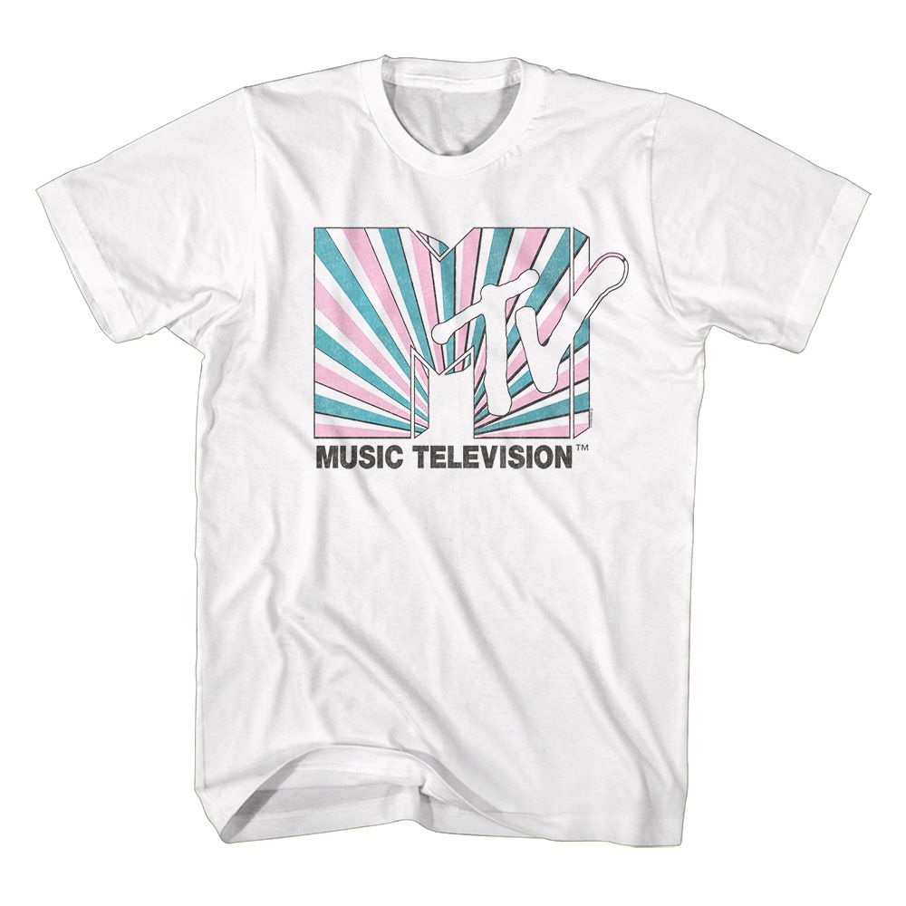 MTV-MTV STRIPES-WHITE ADULT S/S TSHIRT