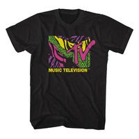 Thumbnail for MTV-MTV LEOPARD AND ZEBRA PRINT LOGO-BLACK ADULT S/S TSHIRT