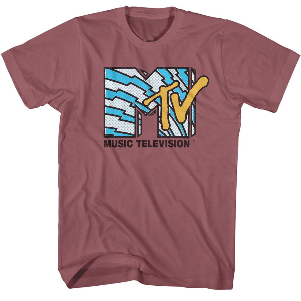 MTV-MTV LIGHTNING LOGO-ROUGE ADULT S/S TSHIRT