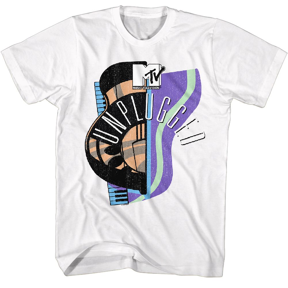 MTV-MTV GUITAR HAT PIANO-WHITE ADULT S/S TSHIRT