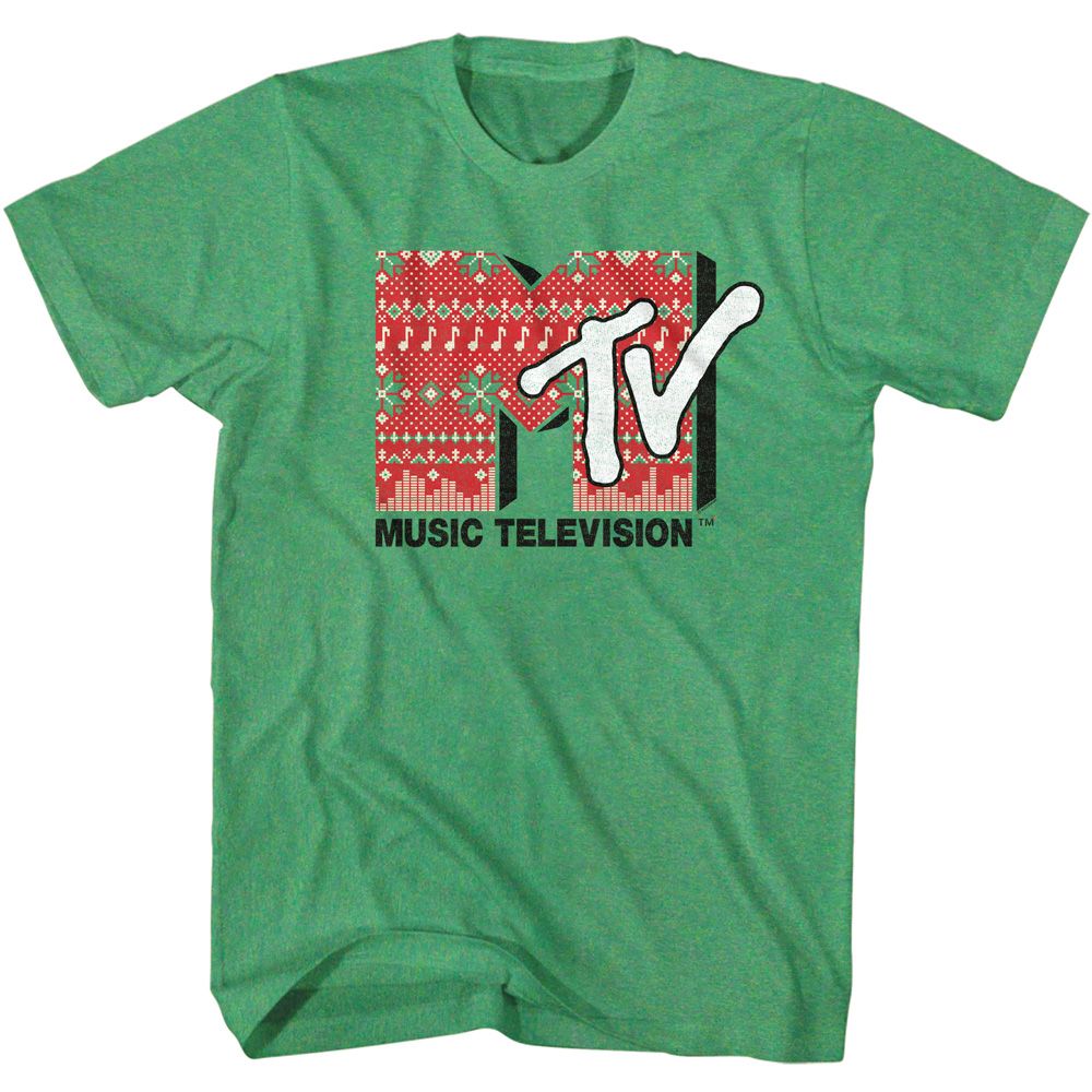 MTV-MTV CHRISTMAS SWEATER-KELLY HEATHER ADULT S/S TSHIRT