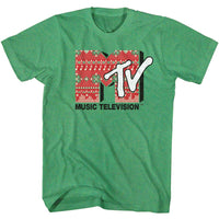 Thumbnail for MTV-MTV CHRISTMAS SWEATER-KELLY HEATHER ADULT S/S TSHIRT