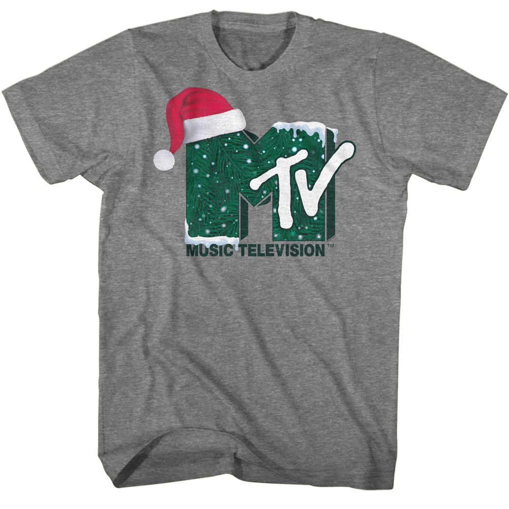 MTV-MTV SANTA HAT-GRAPHITE HEATHER ADULT S/S TSHIRT