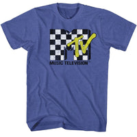 Thumbnail for MTV-MTV CHECKERED-ROYAL HEATHER ADULT S/S TSHIRT