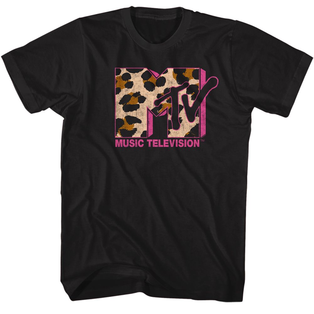 MTV-MTV LEOPARD MTV-BLACK ADULT S/S TSHIRT