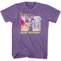 Thumbnail for MTV-MTV SPRING BREAK 88 PALM TREES-PURPLE HEATHER ADULT S/S TSHIRT