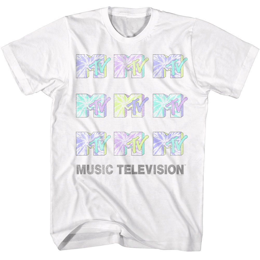 MTV-MTV TIE DYE LOGOS-WHITE ADULT S/S TSHIRT