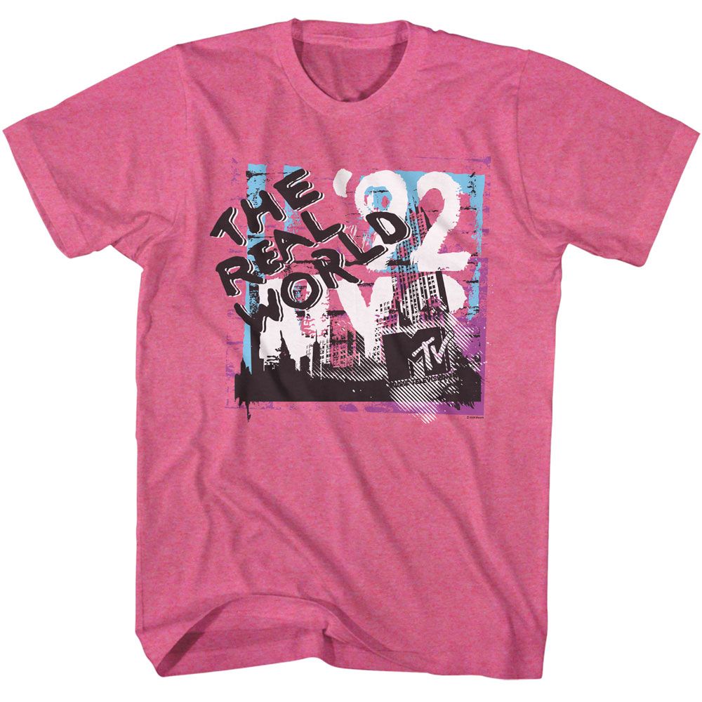 MTV-MTV REAL WORLD 92-RETRO PINK HEATHER ADULT S/S TSHIRT