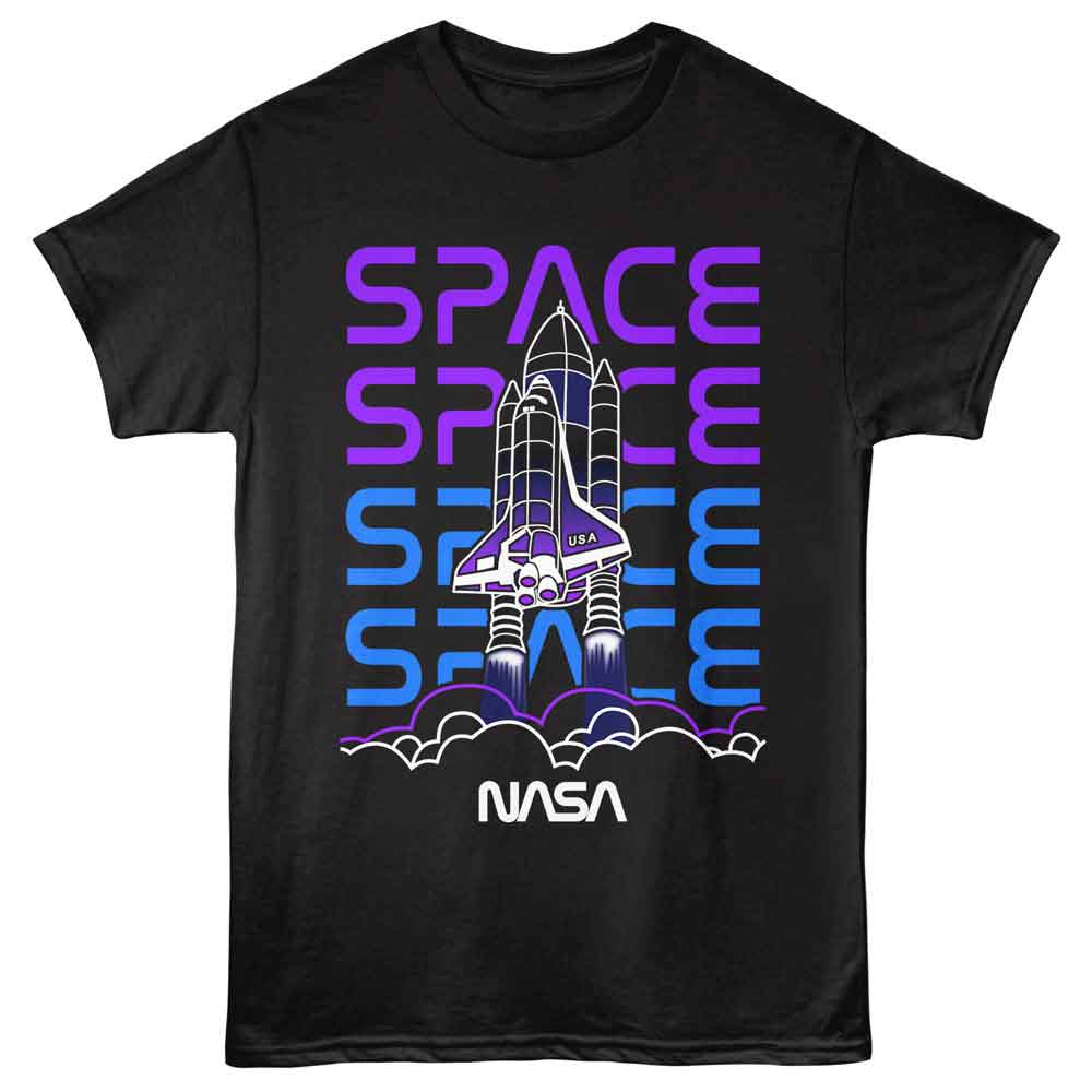 NASA-NASA SHUTTLE LINE ART-BLACK ADULT S/S TSHIRT