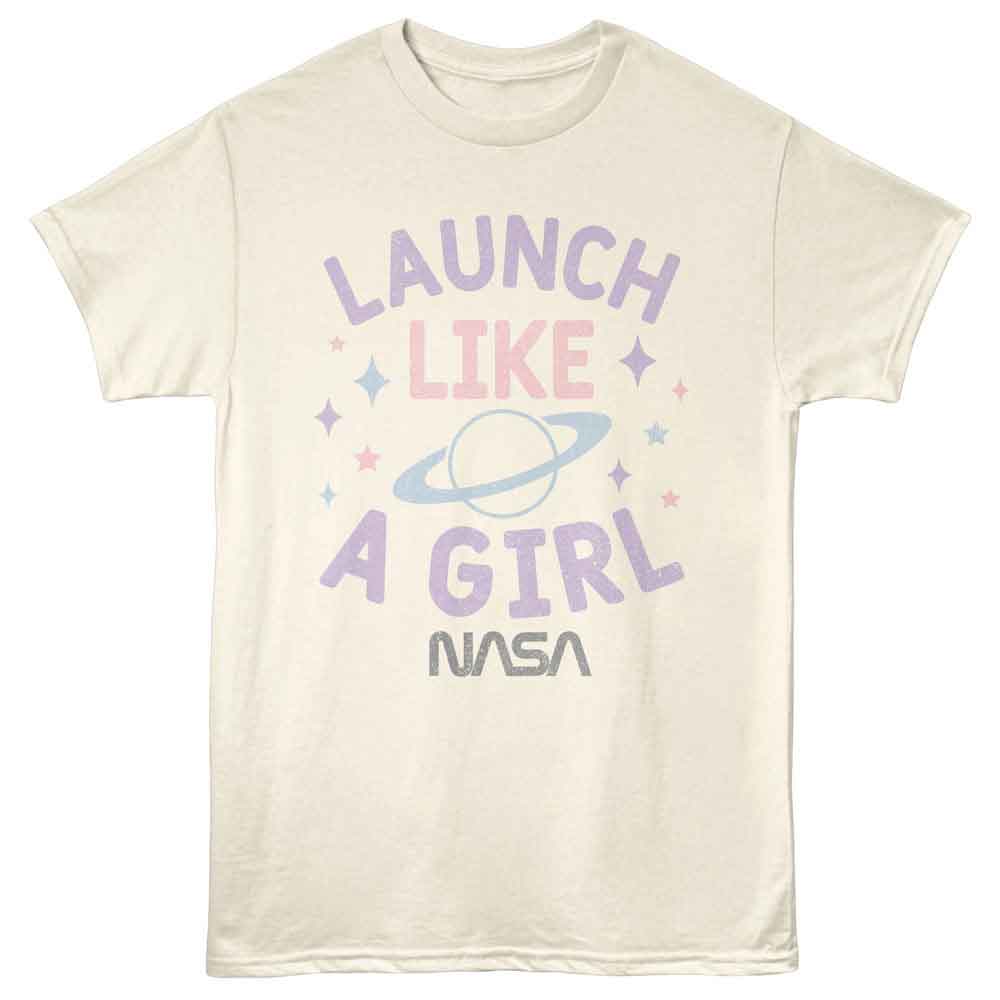 NASA-NASA LAUNCH LIKE A GIRL-NATURAL ADULT S/S TSHIRT