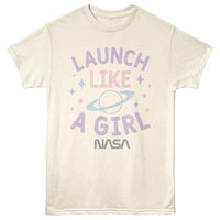 Thumbnail for NASA-NASA LAUNCH LIKE A GIRL-NATURAL ADULT S/S TSHIRT