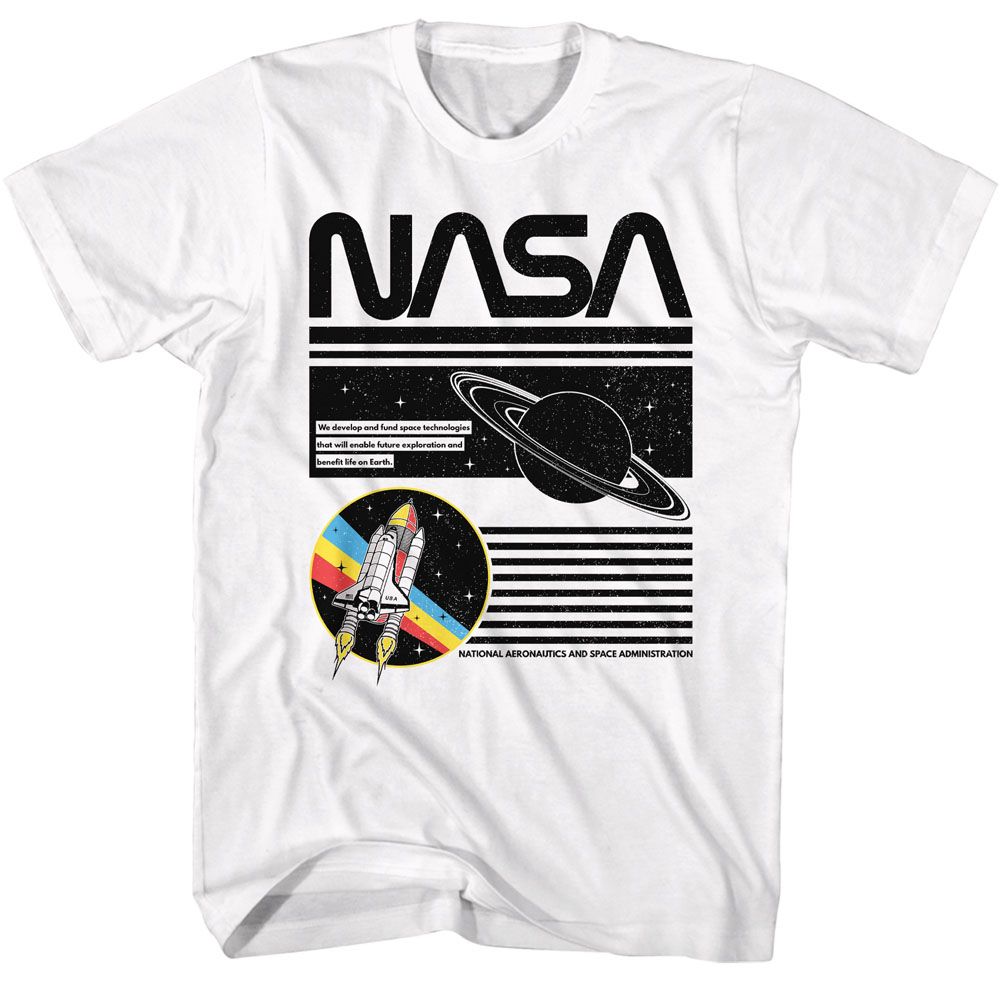 NASA-NASA SATURN-WHITE ADULT S/S TSHIRT