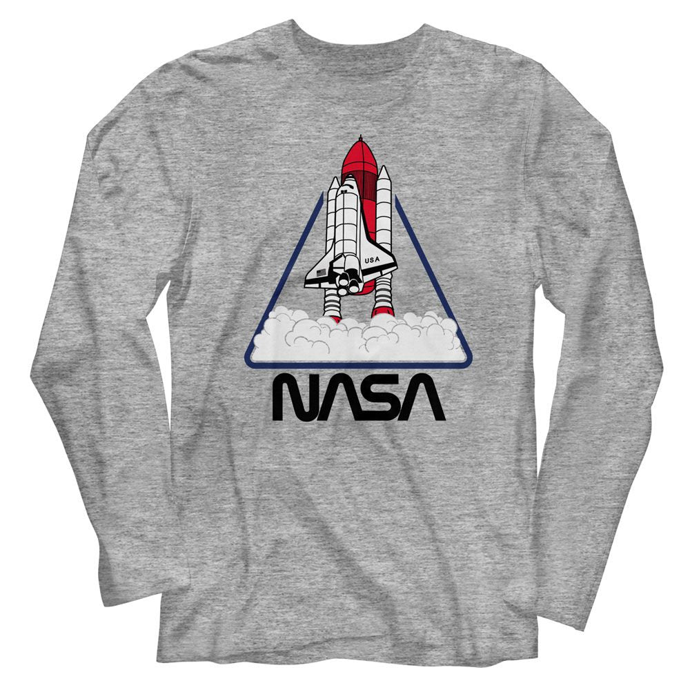 NASA-NASA TRIANGLE-GRAY HEATHER ADULT L/S TSHIRT