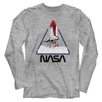 Thumbnail for NASA-NASA TRIANGLE-GRAY HEATHER ADULT L/S TSHIRT