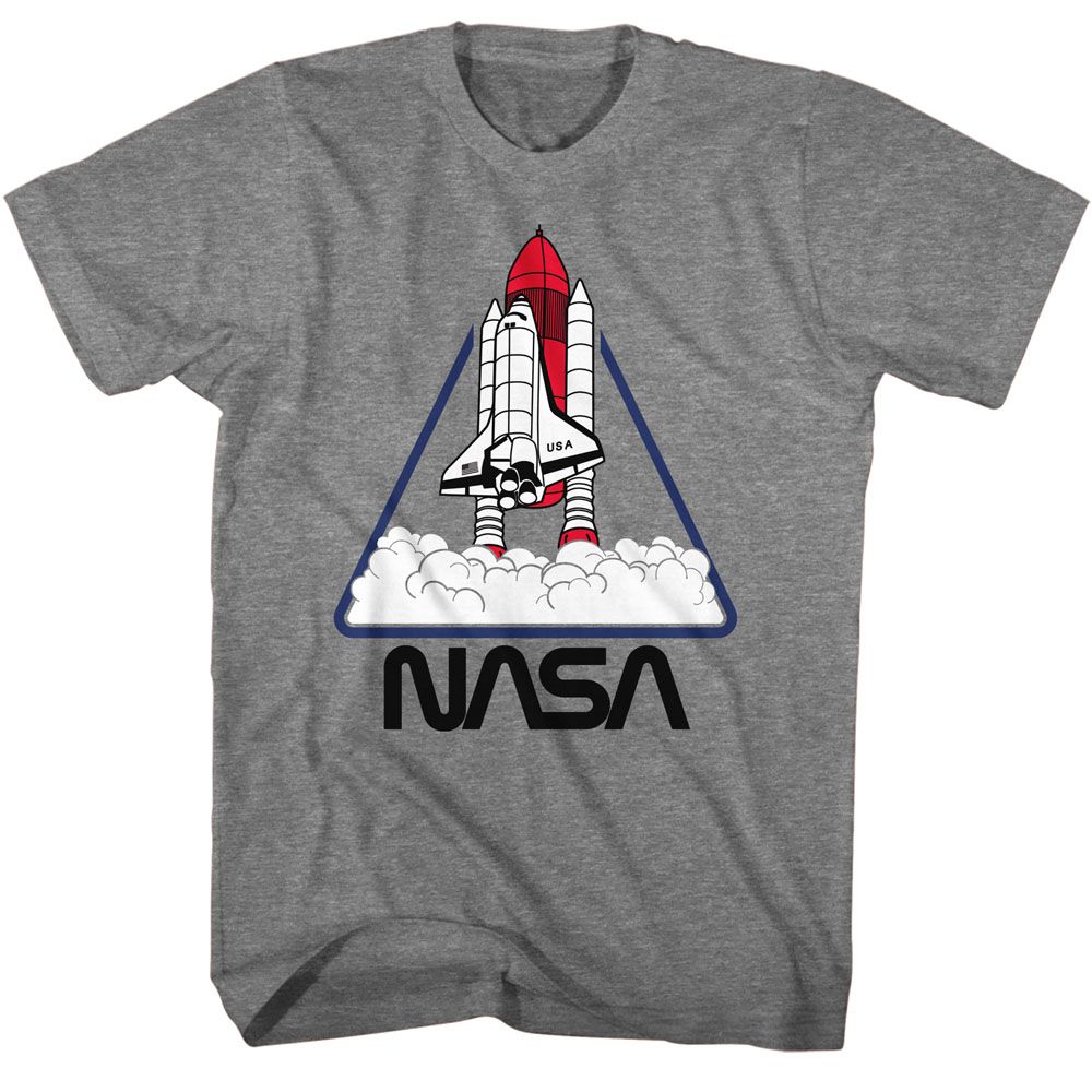 NASA-NASA TRIANGLE-GRAPHITE HEATHER ADULT S/S TSHIRT