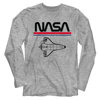 Thumbnail for NASA-NASA WORM LOGO AND SHUTTLE-GRAY HEATHER ADULT L/S TSHIRT