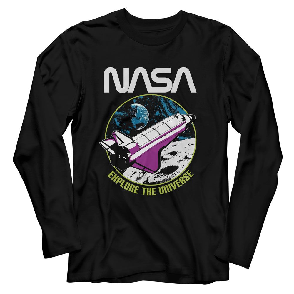 NASA-NASA EXPLORE THE UNIVERSE-BLACK ADULT L/S TSHIRT