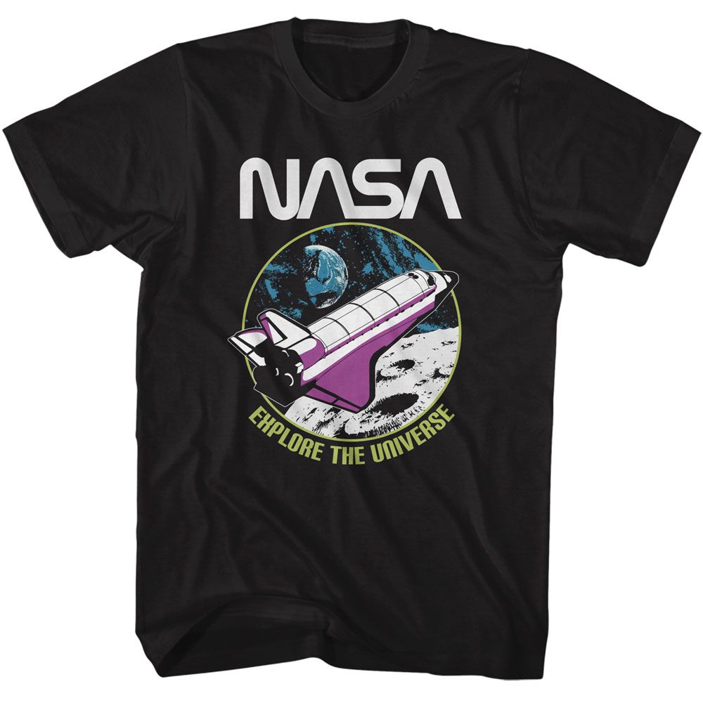 NASA-NASA EXPLORE THE UNIVERSE-BLACK ADULT S/S TSHIRT