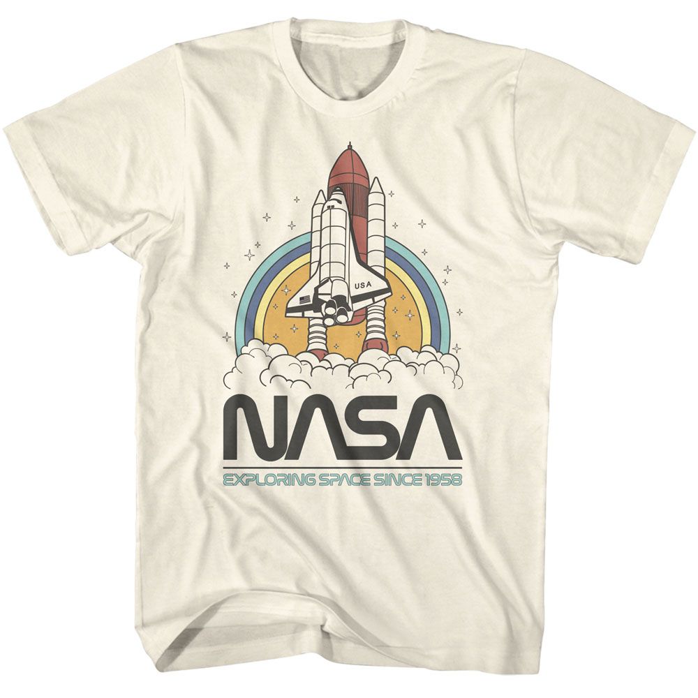 NASA-NASA EXPLORING SPACE CIRCLES-NATURAL ADULT S/S TSHIRT