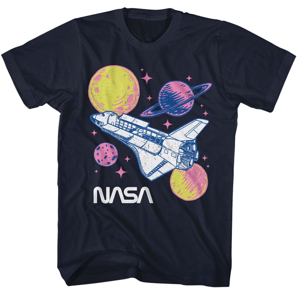 NASA-NASA PASTEL PLANETS-NAVY ADULT S/S TSHIRT