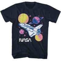 Thumbnail for NASA-NASA PASTEL PLANETS-NAVY ADULT S/S TSHIRT