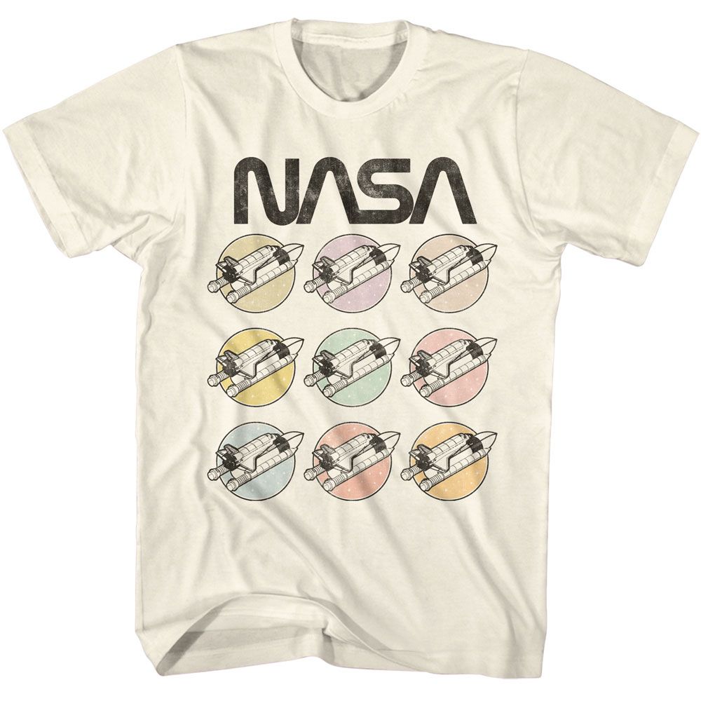 NASA-NASA PASTEL ROCKETS-NATURAL ADULT S/S TSHIRT
