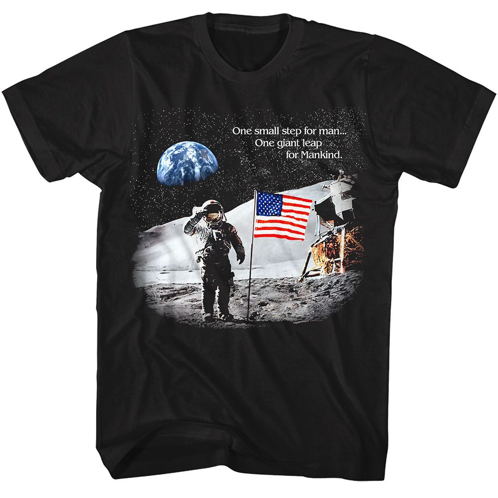 NASA-NASA ONE SMALL STEP FOR MAN-BLACK ADULT S/S TSHIRT