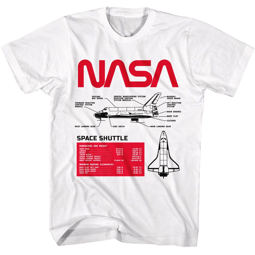 NASA-NASA SPACE SHUTTLE SPECS-WHITE ADULT S/S TSHIRT