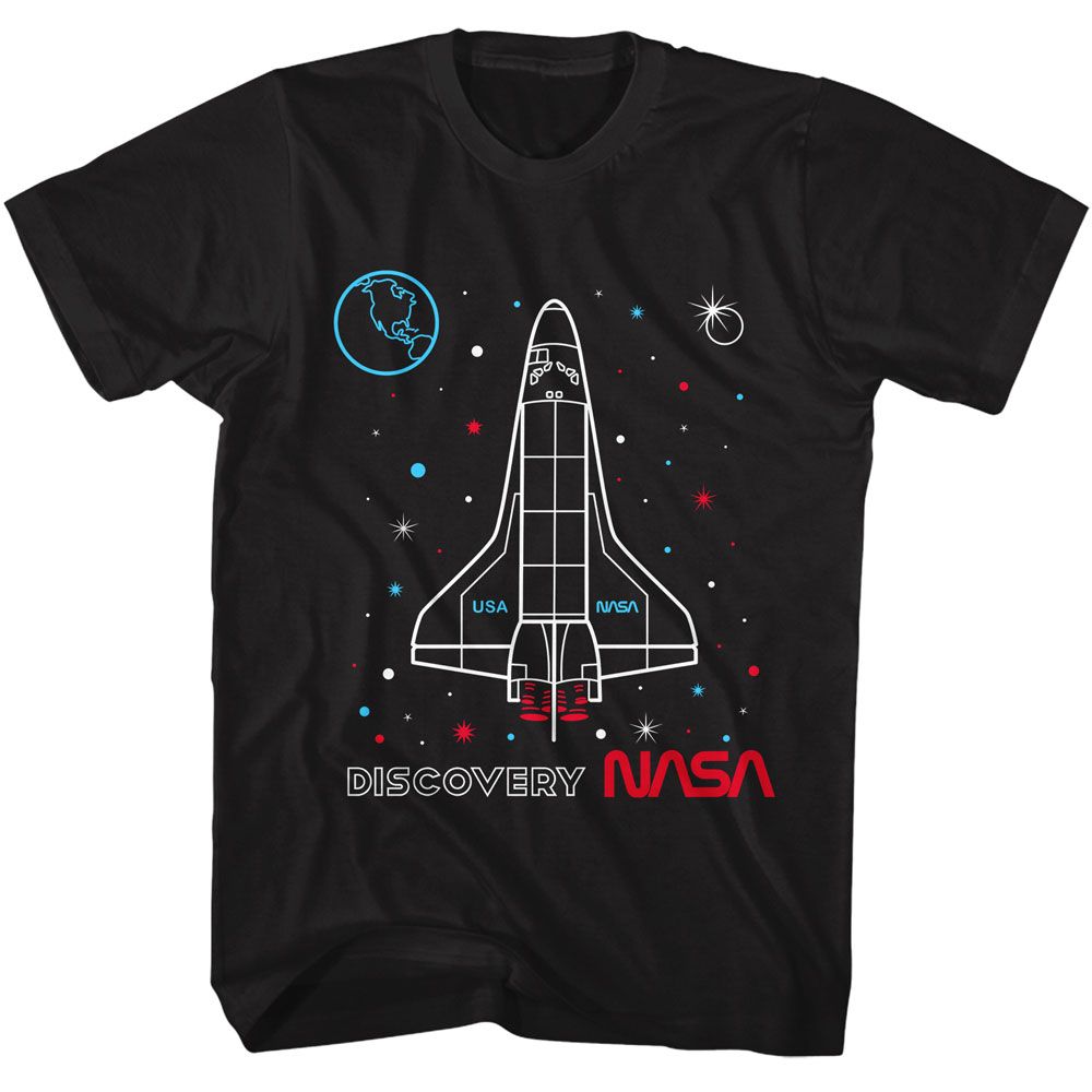 NASA-NASA DISCOVERY OUTLINED-BLACK ADULT S/S TSHIRT