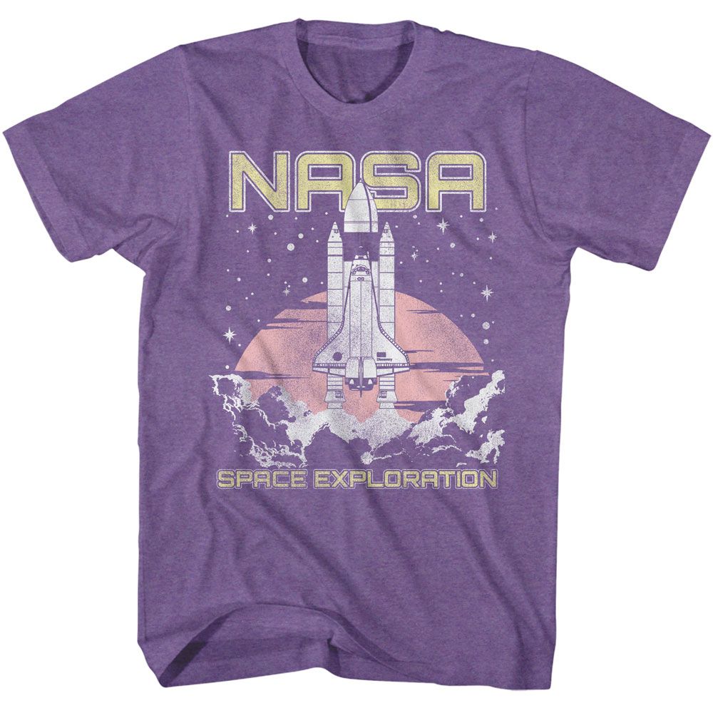 NASA-NASA LIFT OFF SPACE EXPLORATION-PURPLE HEATHER ADULT S/S TSHIRT