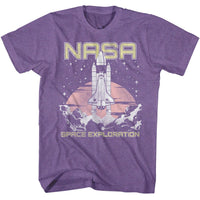Thumbnail for NASA-NASA LIFT OFF SPACE EXPLORATION-PURPLE HEATHER ADULT S/S TSHIRT