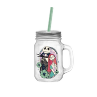 Thumbnail for Nightmare Before Christmas Opulence Circle Pose 21oz Glass Mason Jar w Lid and Straw – 12 pc ppk ($5.25 each)
