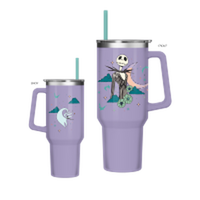 Thumbnail for Nightmare Before Christmas Mystic Opulence Jack and Zero  40oz Stainless Steel Tumbler w Handle – 12 pc ppk ($13.75 each)