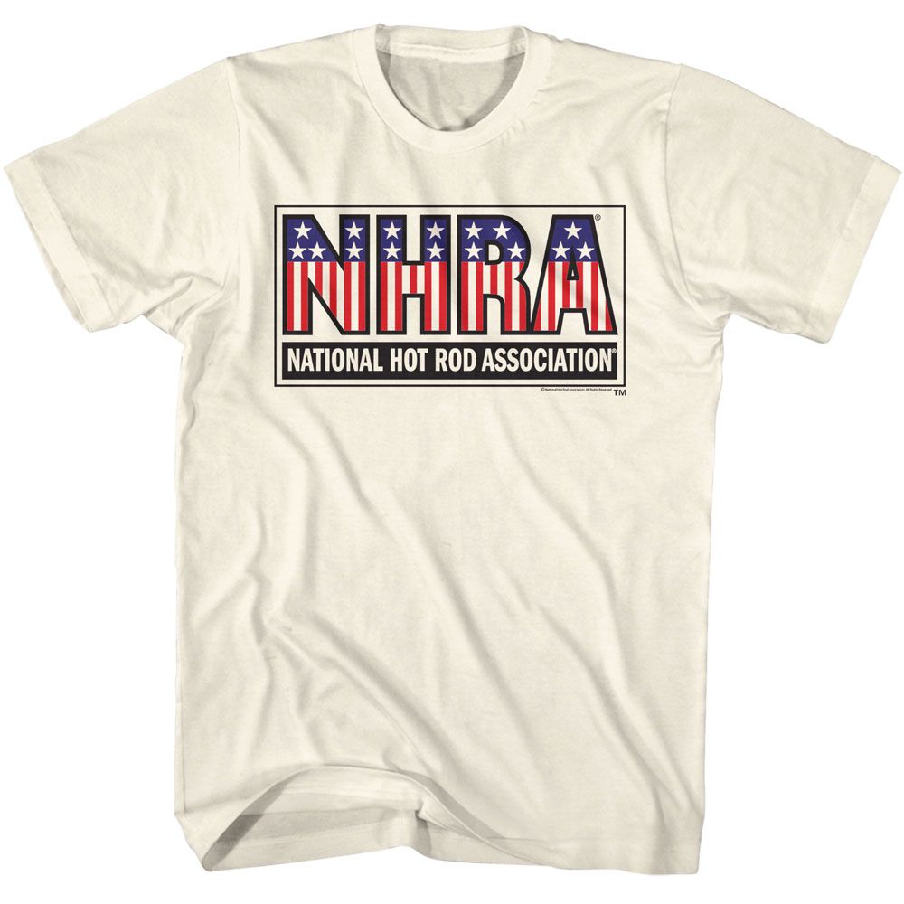 NHRA-NHRA FLAG LOGO-NATURAL ADULT S/S TSHIRT
