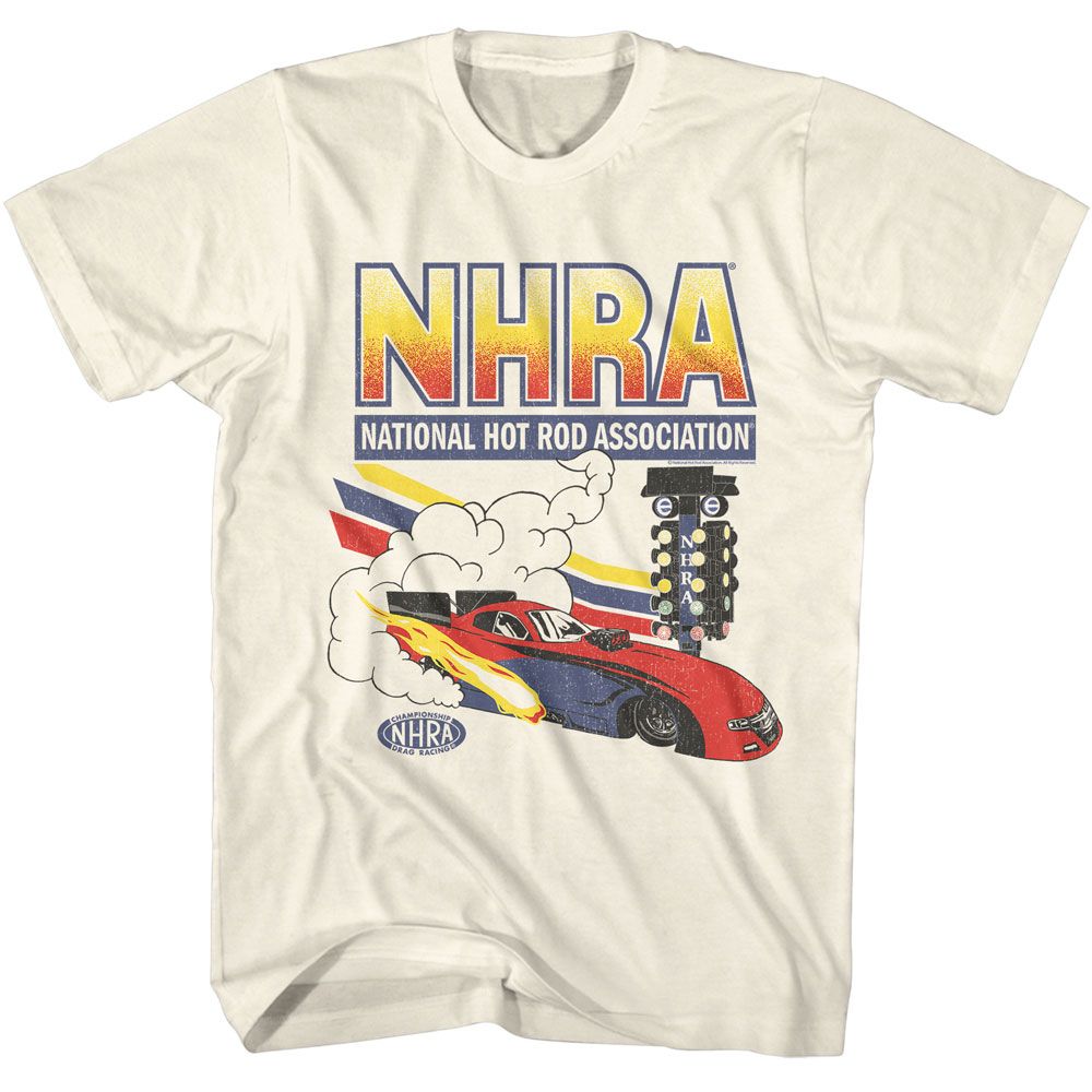NHRA-NHRA CAR AND SMOKE-NATURAL ADULT S/S TSHIRT