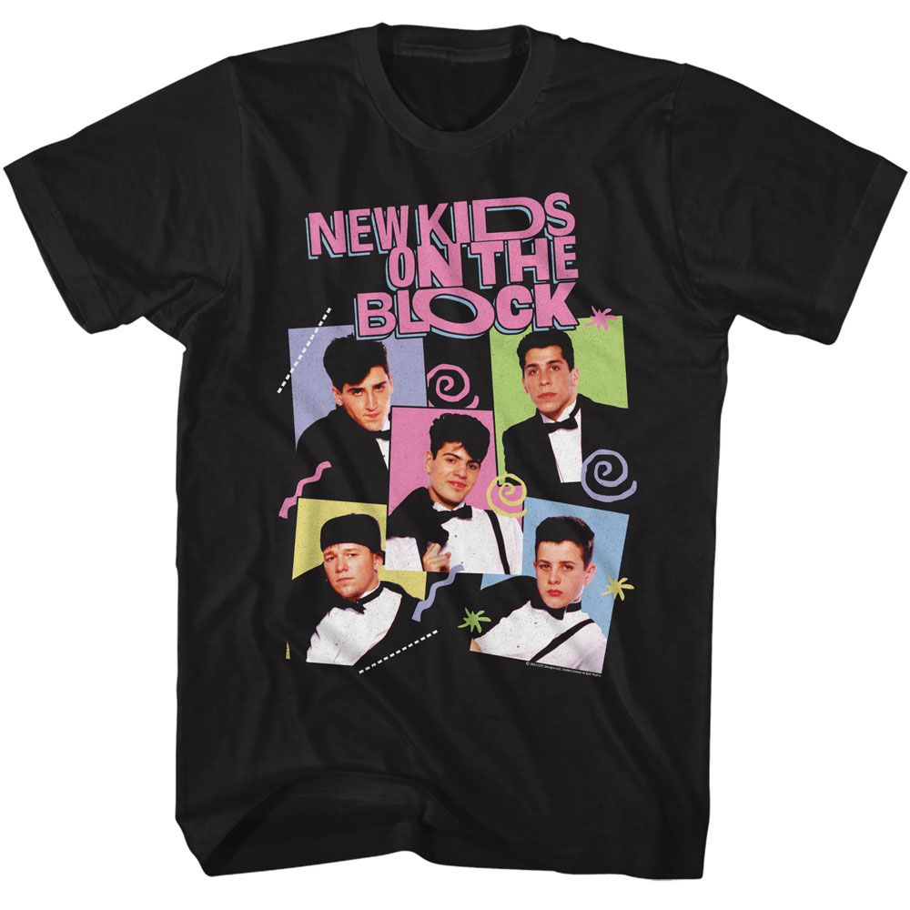 NEW KIDS ON THE BLOCK-NKOTB 90S DESIGNS-BLACK ADULT S/S TSHIRT