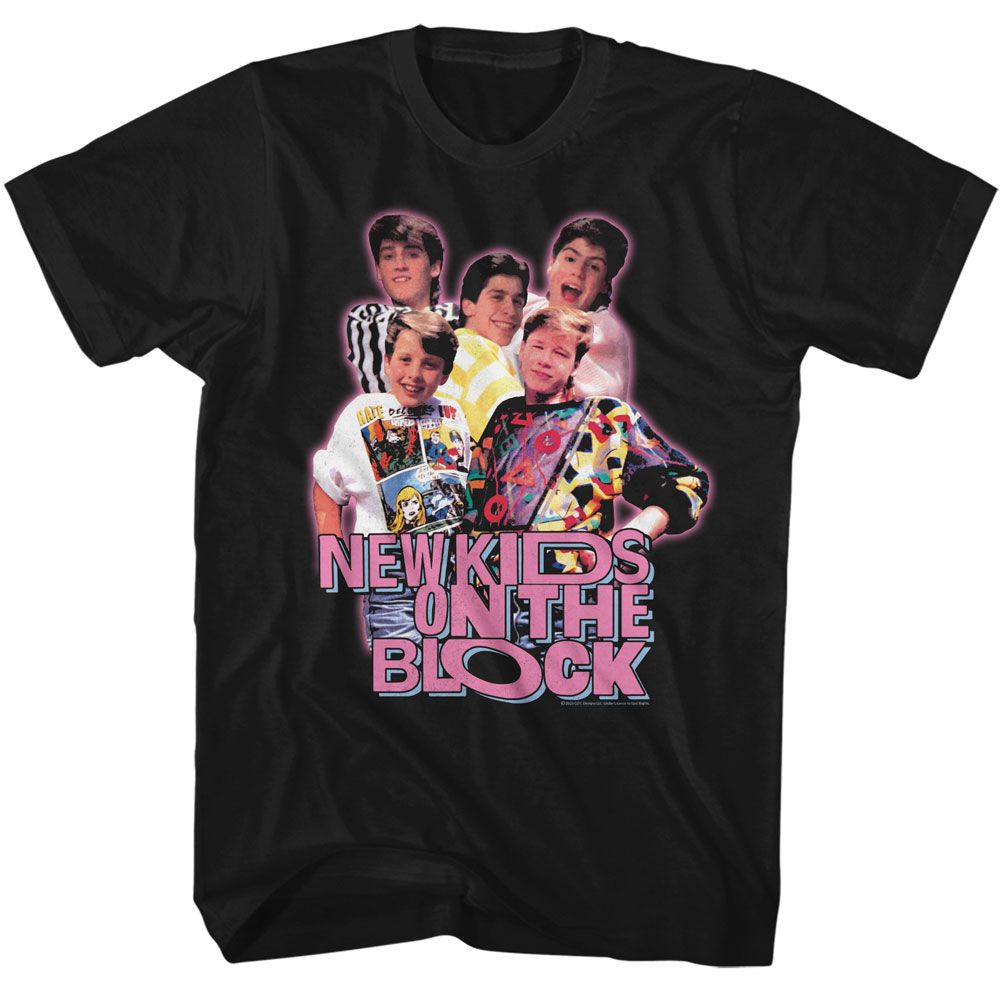 NEW KIDS ON THE BLOCK-NKOTB GROUP IMAGE-BLACK ADULT S/S TSHIRT