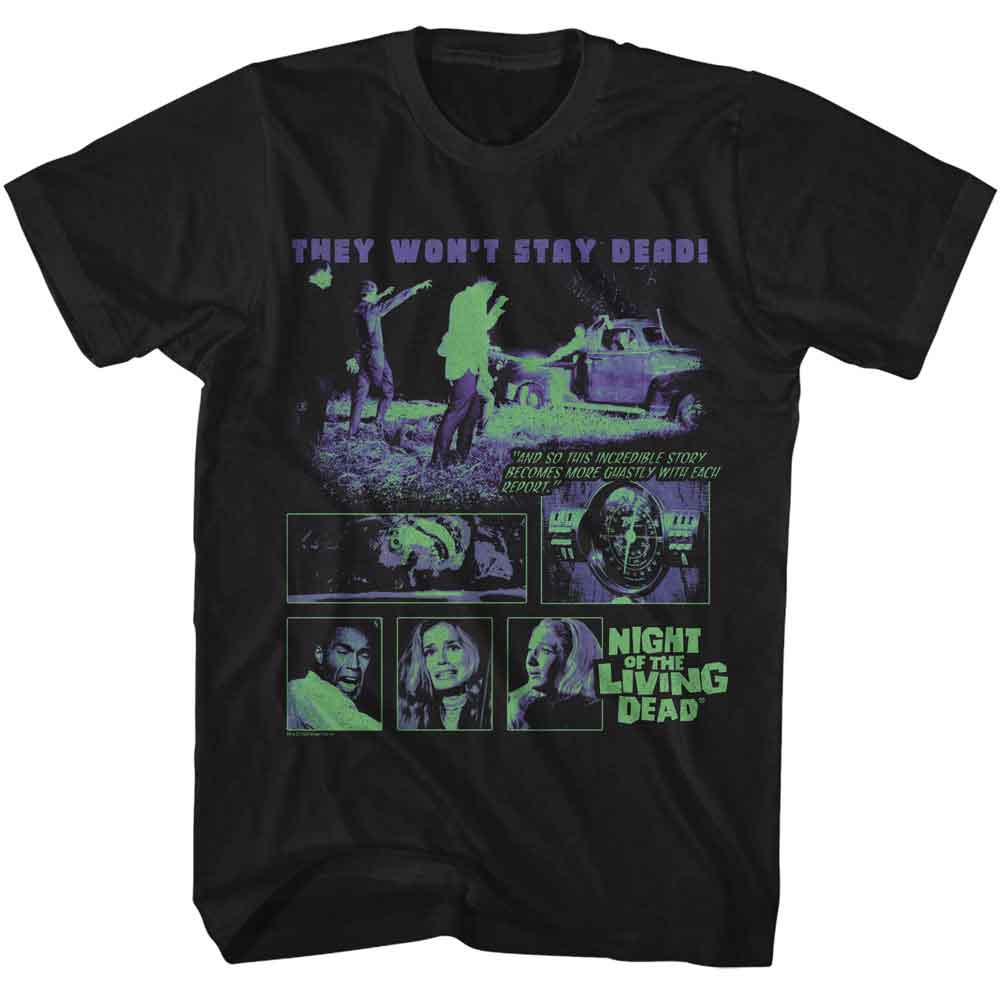 NIGHT OF THE LIVING DEAD-NOTLD ZOMBIES AND TRUCK-BLACK ADULT S/S TSHIRT
