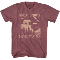 Thumbnail for NPCA-GREAT SMOKY MOUNTAINS-VINTAGE MAROON HEATHER ADULT S/S TSHIRT