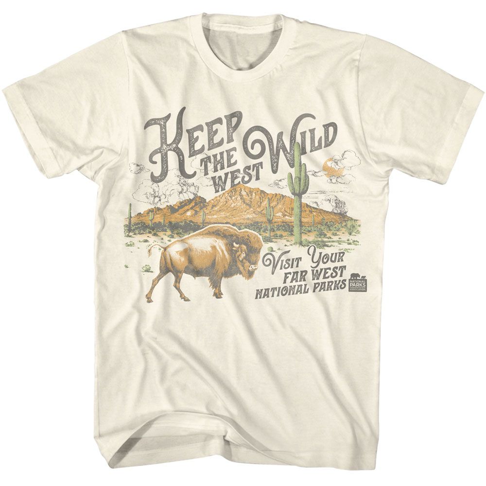 NATIONAL PARKS-KEEP WEST WILD-NATURAL ADULT S/S TSHIRT