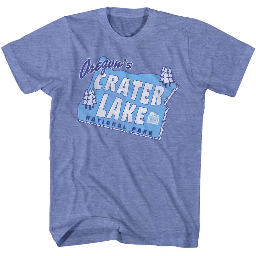 NATIONAL PARKS-OREGONS CRATER LAKE NP-LIGHT BLUE HEATHER ADULT S/S TSHIRT
