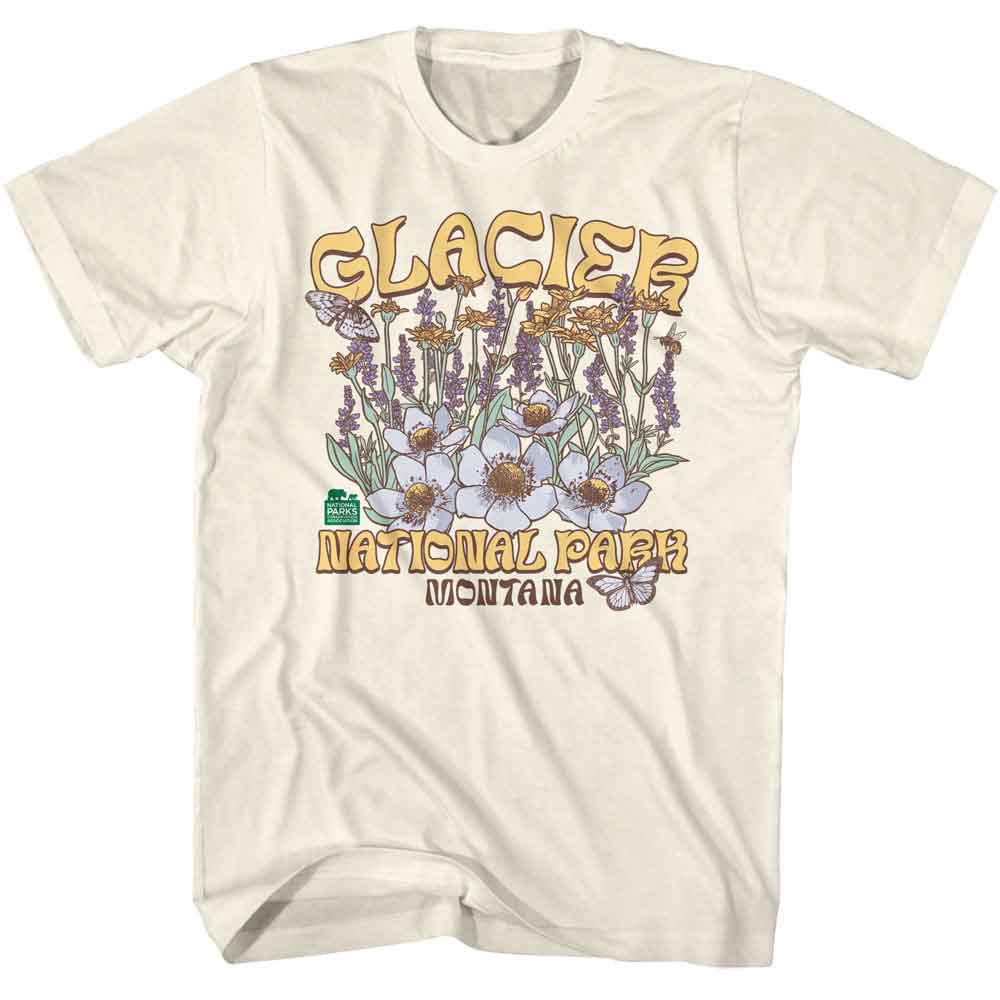 NATIONAL PARKS-GLACIER WILDFLOWERS-NATURAL ADULT S/S TSHIRT