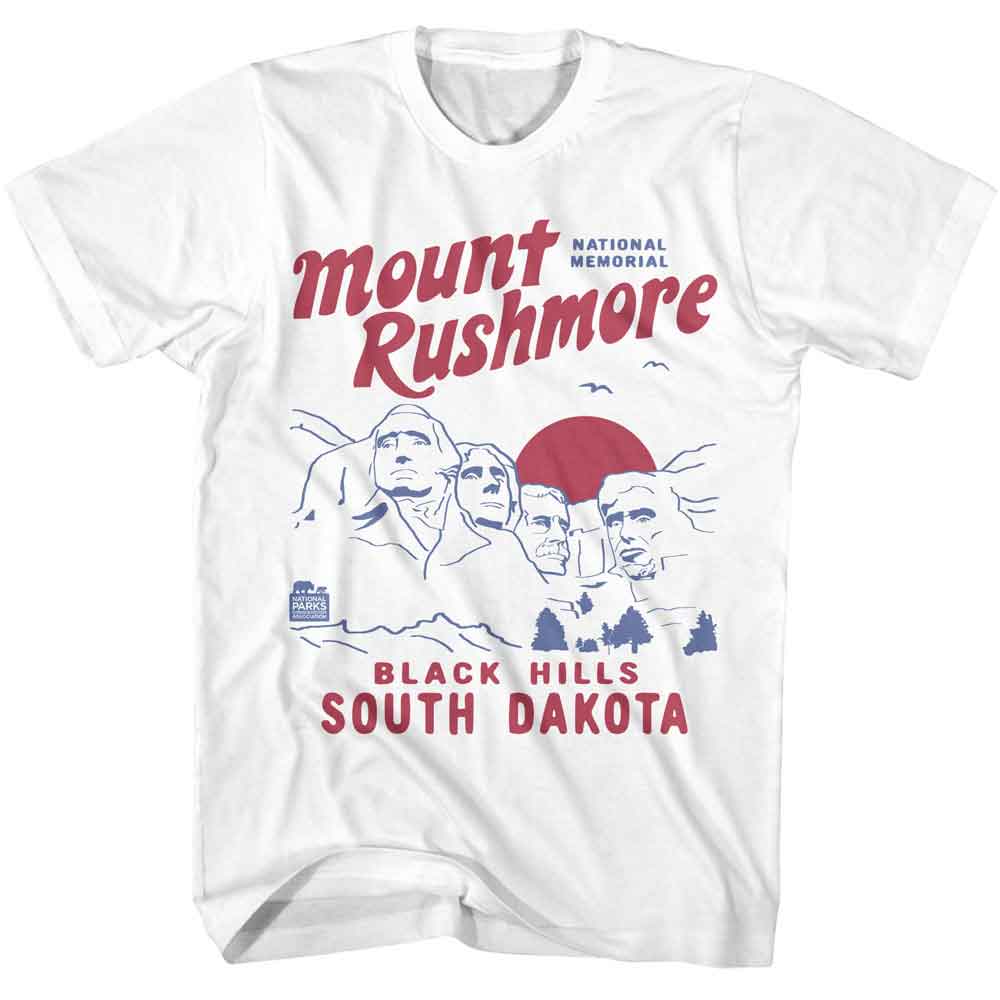 NATIONAL PARKS-MOUNT RUSHMORE-WHITE ADULT S/S TSHIRT
