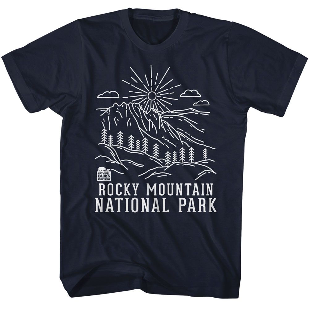 NPCA-ROCKY MOUNTAIN MINIMAL LINE ART-NAVY ADULT S/S TSHIRT
