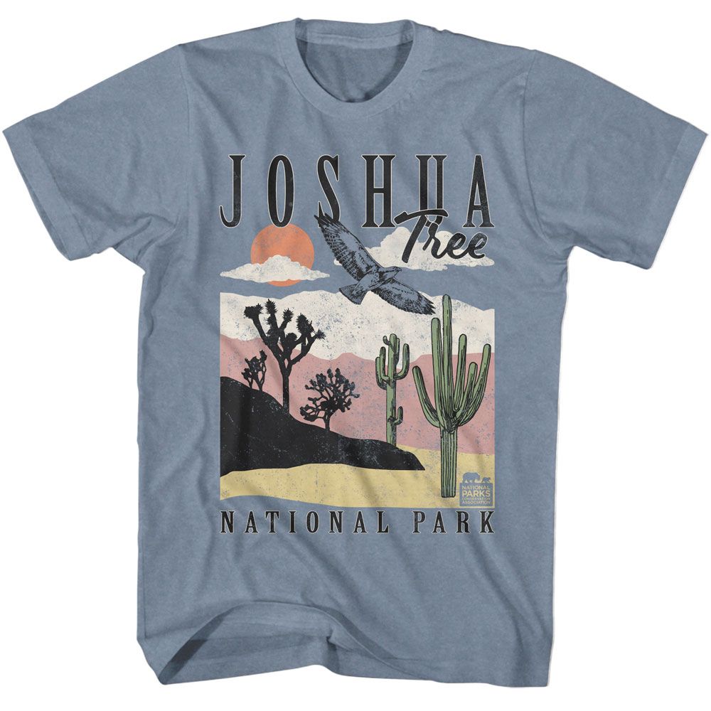 NPCA-JOSHUA TREE LANDSCAPE W CACTI-INDIGO HEATHER ADULT S/S TSHIRT